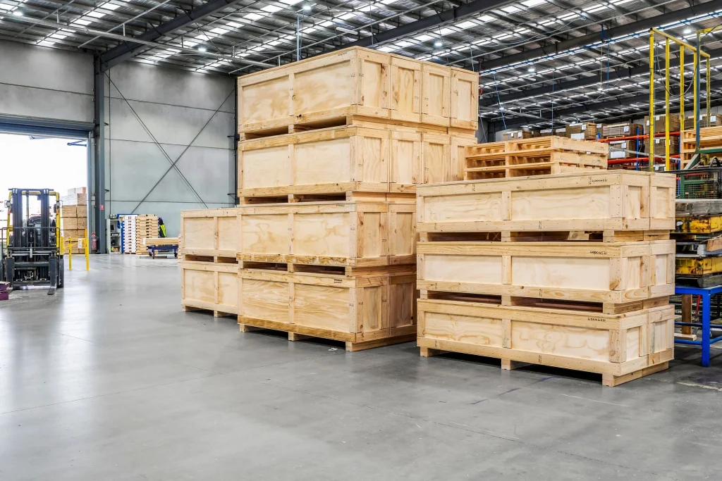 An engineered timber case built by CMTP to carry heavy-duty mining equipment