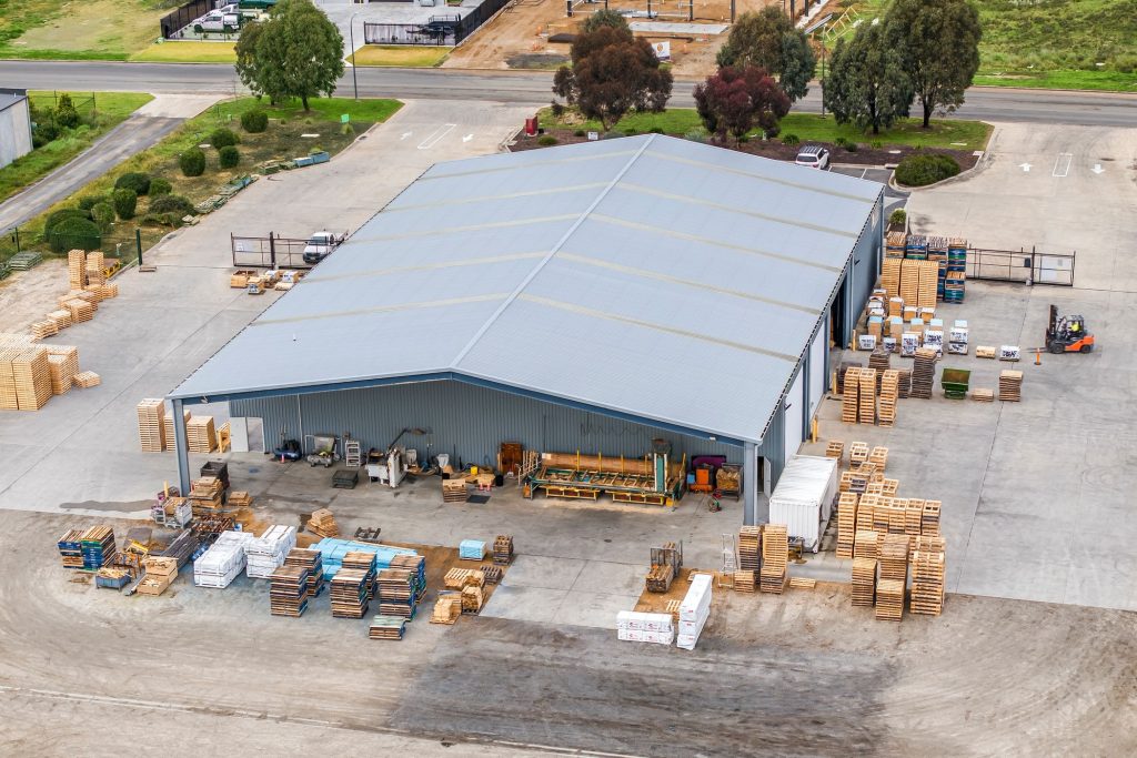 Aerial view of the CMTP pallet manufacturing site in Thurgoona, Albury