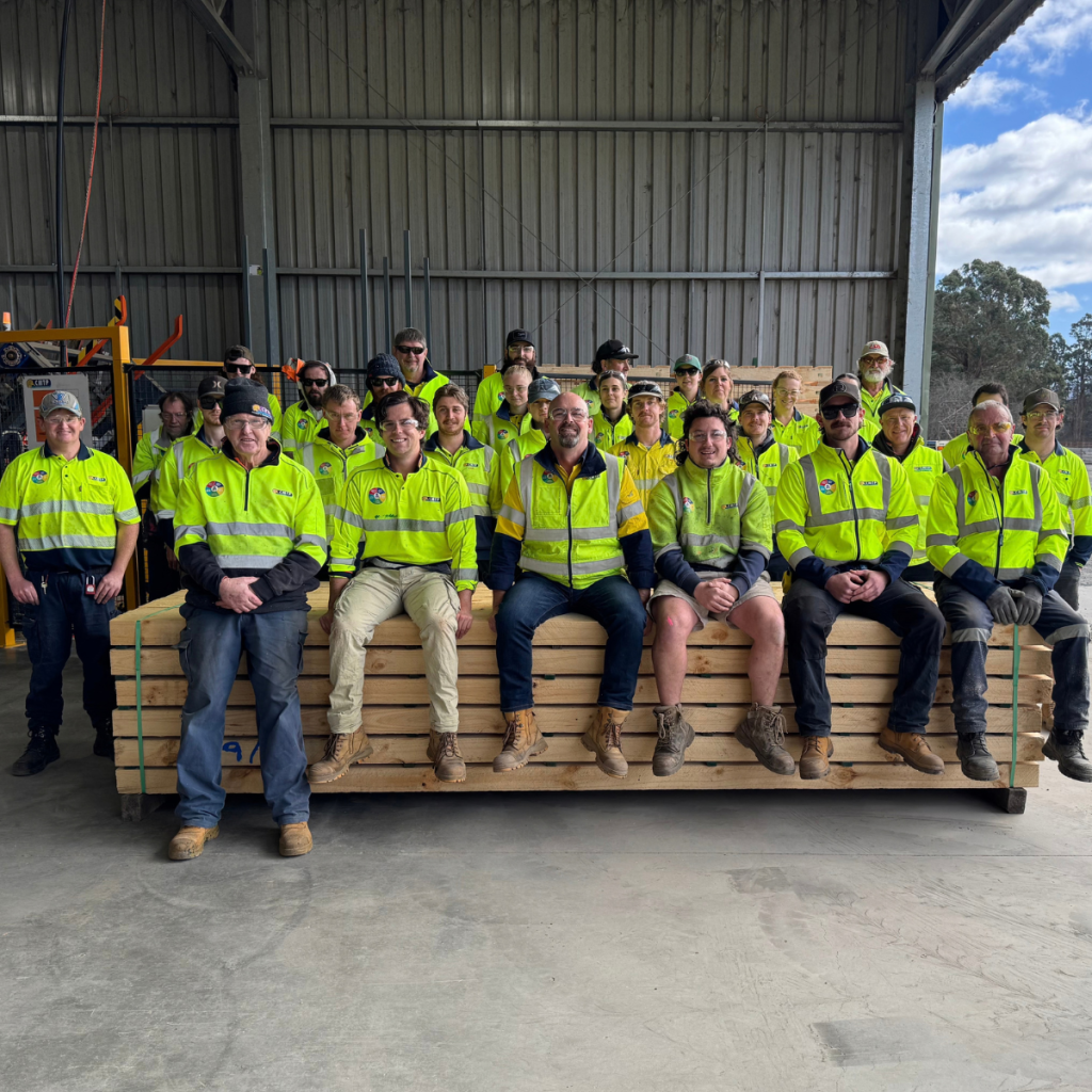 The CMTP Branxholm team standing together on site in north-east Tasmania