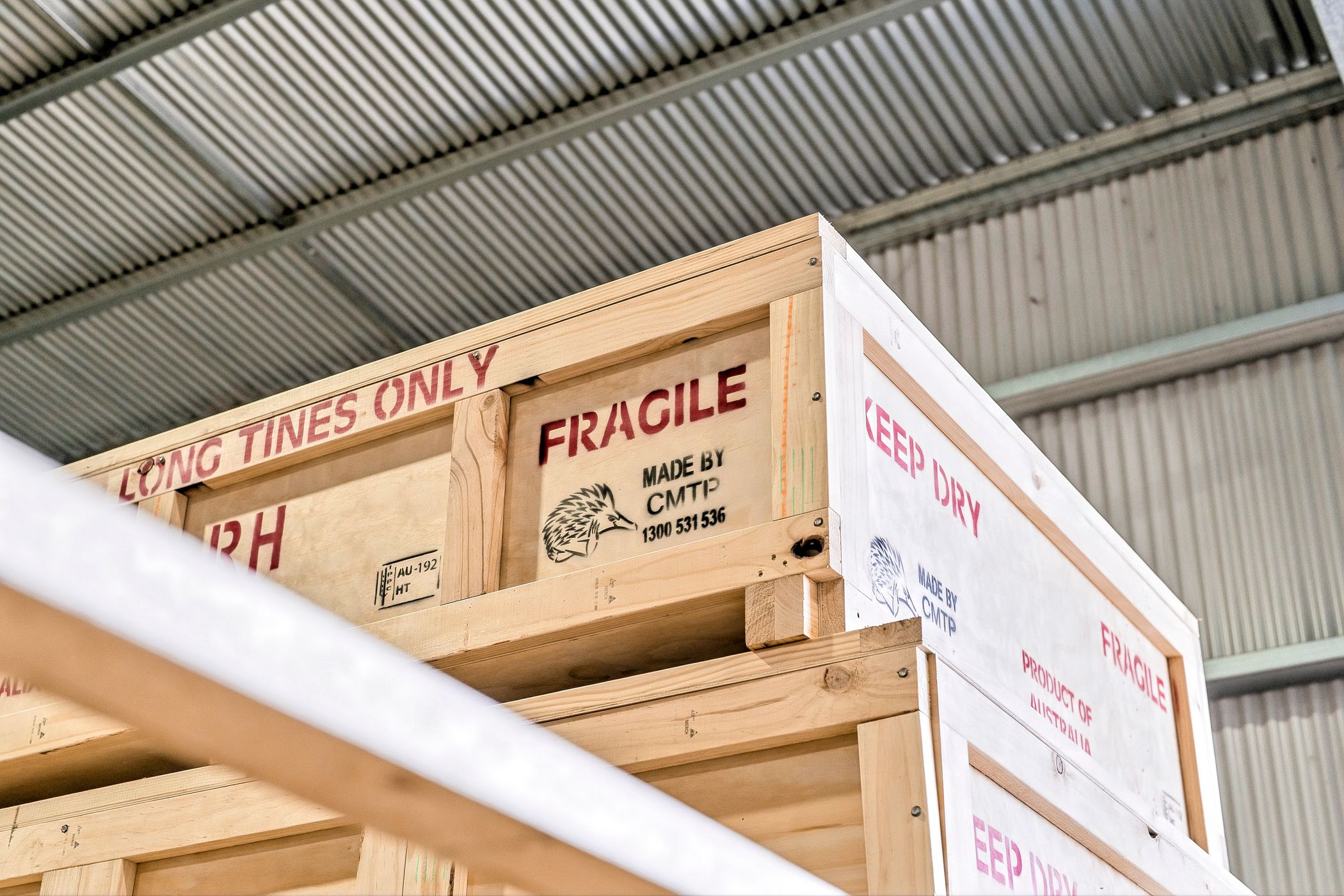 Engineered wooden crate made by CMTP to protect sensitive aerospace components