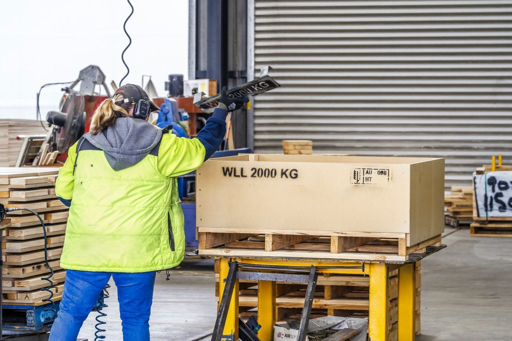 Timber cases and crates built at the CMTP Albury site on the NSW and Victorian border