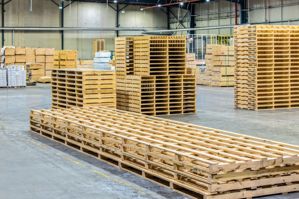 Stacks of timber pallets at the CMTP Glendenning site in Western Sydney